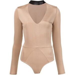 Fleur Du Mal leather choker nude bodysuit